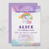 Magische roze Unicorn Regenboogkinderen Birthday Kaart (Voorkant / Achterkant)