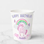 Magische roze unicorn regenboogvlinders Birthday Papieren Bekers (Achterkant)