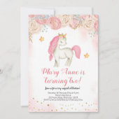Magische roze unicorn verjaardagsuitnodiging kaart (Voorkant)