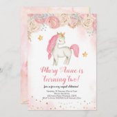 Magische roze unicorn verjaardagsuitnodiging kaart (Voorkant / Achterkant)