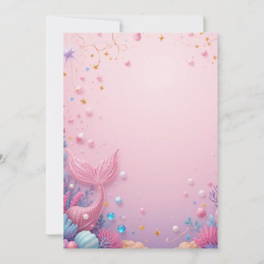 Magische Roze Zeemeermin Party Verjaardag Uitnodig Kaart (Achterkant)