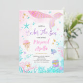 Magische roze zeemeermin verjaardag kaart (Staand voorkant)