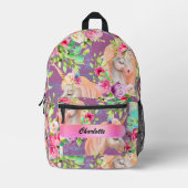 Magische Rozen en Eenhoorns Bedrukte Rugzak (Voorkant)