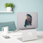 Magische ruimte Nebula Cat Sticker (Laptop op bureau)