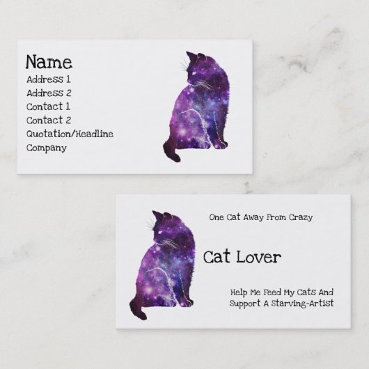 Magische ruimte Nebula Cat Visitekaartje (Voorkant / Achterkant)