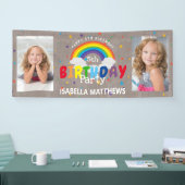 Magische Rustische regenboogfoto Birthday Spandoek (Beurs)
