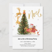 Magische Santa Claus Riding Sleigh Christmas Party Kaart (Voorkant)