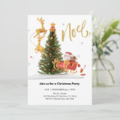 Magische Santa Claus Riding Sleigh Christmas Party Kaart (Staand voorkant)