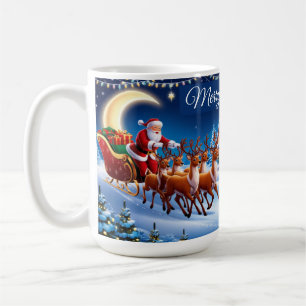 Magische Santa Claus Sleigh Ride met rendieren Koffiemok