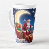Magische Santa Claus Sleigh Ride met rendieren Latte Mok (Linkerhoek)