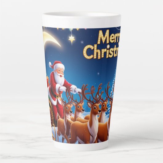 Magische Santa Claus Sleigh Ride met rendieren Latte Mok (Voorkant)