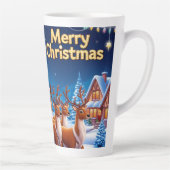 Magische Santa Claus Sleigh Ride met rendieren Latte Mok (Rechts)