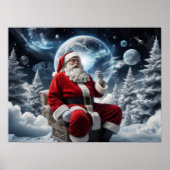 Magische Santa Space achtergrond Kerstmis Poster (Voorkant)