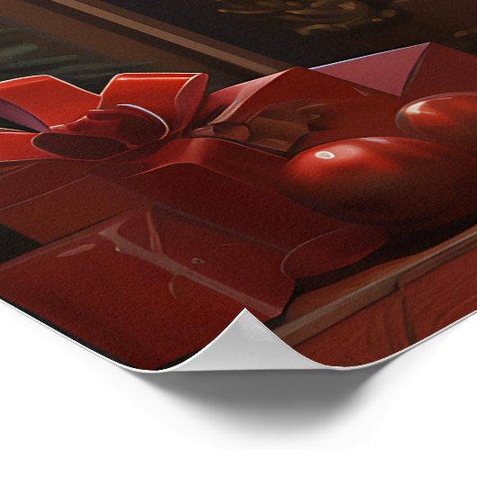 Magische Santa's Grotto: 3D kerstprint poster (Hoek)