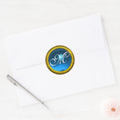 MAGISCHE SAPPHIEREN MONOGRAM helder trillend geel  Ronde Sticker (Envelop)