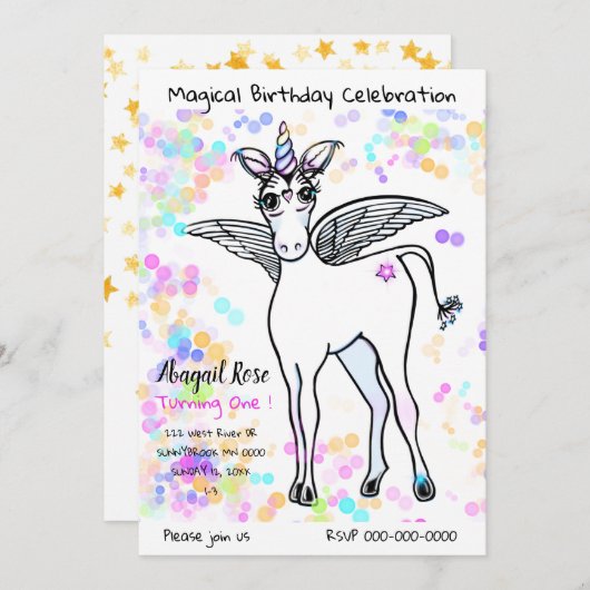 Magische scharnieren Unicorn met kleurrijke bellen Kaart (Voorkant / Achterkant)