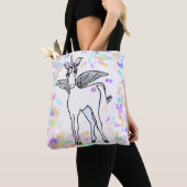 Magische scharnieren Unicorn met kleurrijke bellen Tote Bag (Dichtbij)