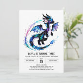 Magische Schattige Dragon Digitale Meisje Verjaard Kaart (Staand voorkant)