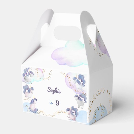 Magische schattige eenhoorns kinderen verjaardag bedankdoosjes (Achterkant)