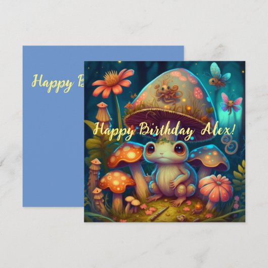 Magische schattige kikkerpaddenstoel bedankkaart (Voorkant / Achterkant)