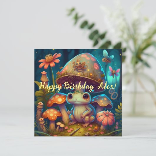 Magische schattige kikkerpaddenstoel bedankkaart (Staand voorkant)