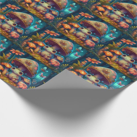 Magische schattige kikkerpaddenstoel cadeaupapier (Hoek)