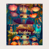 Magische schattige kikkerpaddenstoel kaart (Buitenkant ongevouwen)