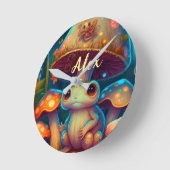 Magische schattige kikkerpaddenstoel ronde klok (Hoek)