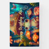 Magische schattige kikkerpaddenstoel spandoek (Verticaal)