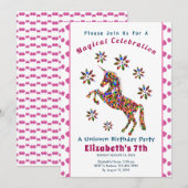 Magische Schattigee Eenhoorn Glitter Verjaardagsui Kaart (Voorkant / Achterkant)