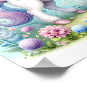Magische Schattigee Kawaii eenhoorn Bloemen Poster (Hoek)