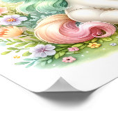 Magische Schattigee Kawaii eenhoorn Bloemen Poster (Hoek)