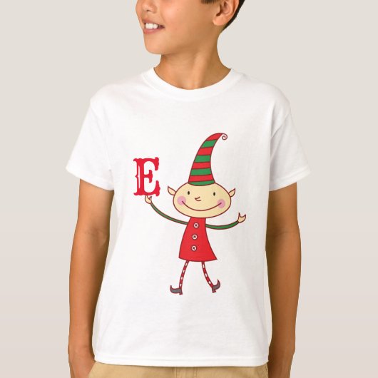 Magische Schattigee Kerst Elf Monogram Kind vakant T-shirt (Voorkant)