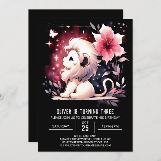 Magische Schattigee leeuwenverjaardag Kaart (Voorkant / Achterkant)