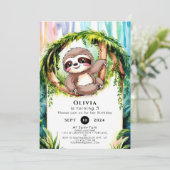 Magische Schattigee Sloth Verjaardag Kaart (Staand voorkant)