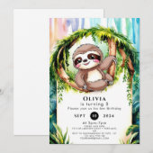 Magische Schattigee Sloth Verjaardag Kaart (Voorkant / Achterkant)