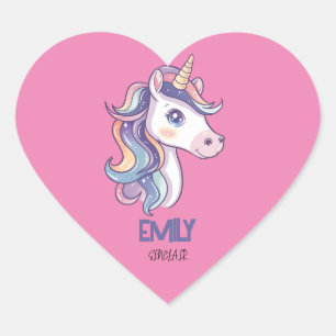Magische Schattigee Sparkly Pastel Eenhoorn met Ki Hart Sticker