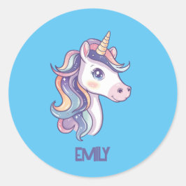 Magische Schattigee Sparkly Pastel Eenhoorn met Ki Ronde Sticker