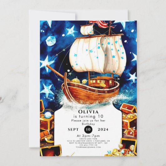 Magische Schatzoektocht Piraten Verjaardag Kaart (Voorkant)