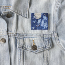 Magische Schemering Dans Libelle Cyanotype Speld Vierkante Button 5,1 Cm