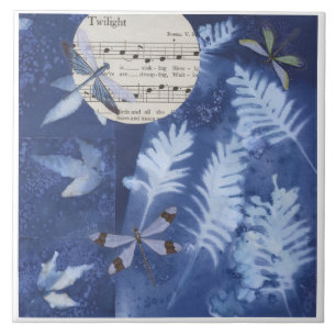 Magische Schemering Dans Libelle Cyanotype Tegeltje