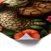 Magische schildpad in het bloemenbos poster (Hoek)