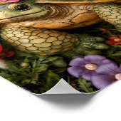 Magische schildpad in het bloemenbos poster (Hoek)