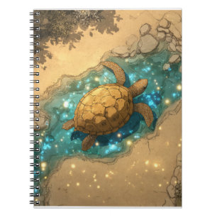 Magische schildpad in sprankelende stroom notitieboek