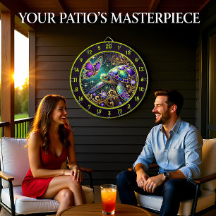 Magische schildpad vlinder rustieke kamer kunst dartbord