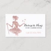 Magische Schoonmaak Roos Gouden Glitter Maid Servi Visitekaartje (Voorkant)