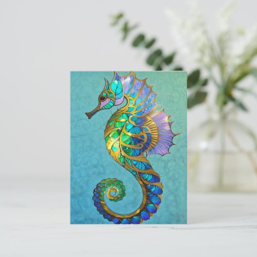 Magische Seahorse briefkaart (Staand voorkant)