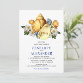 Magische Seashell Bloemen Strand Huwelijk Kaart (Staand voorkant)