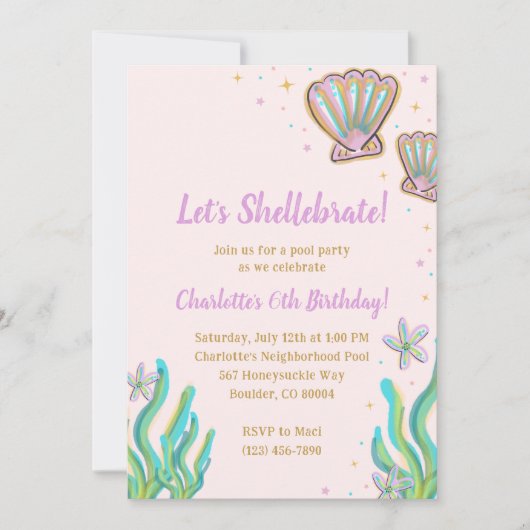 Magische Shell-e-bration Uitnodiging voor verjaard (Voorkant)