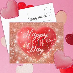Magische Shimmering Red Heart Valentijnse versie Briefkaart